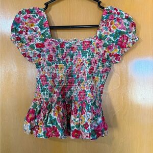 Vibrant Floral Puff Sleeve Blouse